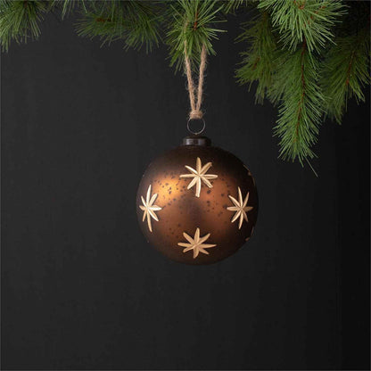 Ornament - Brown Etched Glass Stars (Pk/06)