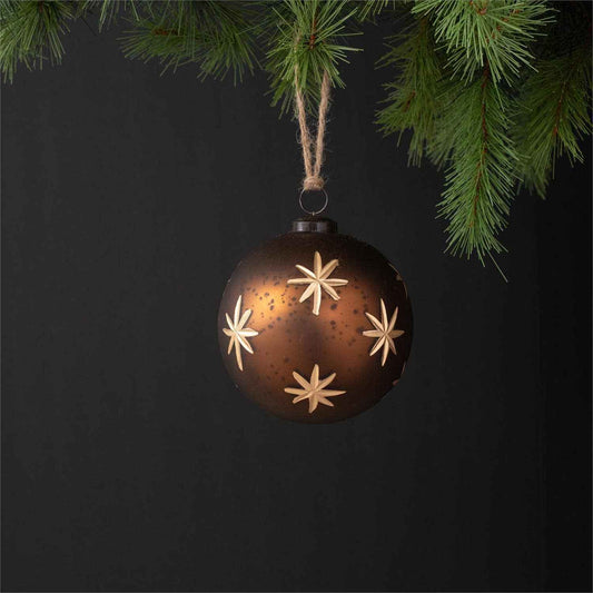 Ornament - Brown Etched Glass Stars (Pk/06)