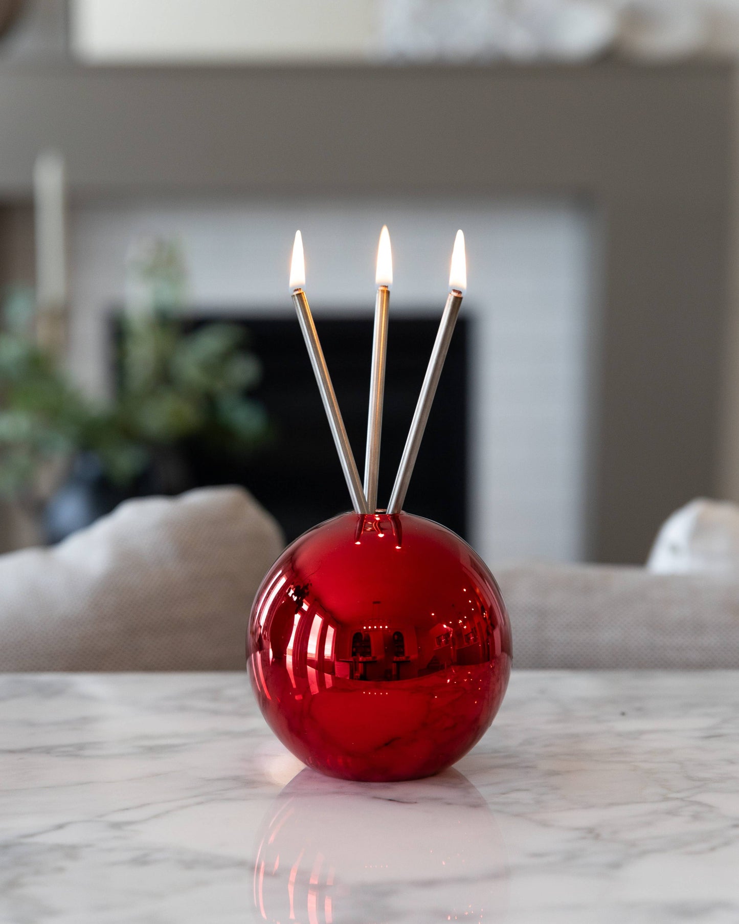 Neva Red Metallic Vase for Everlasting Candles