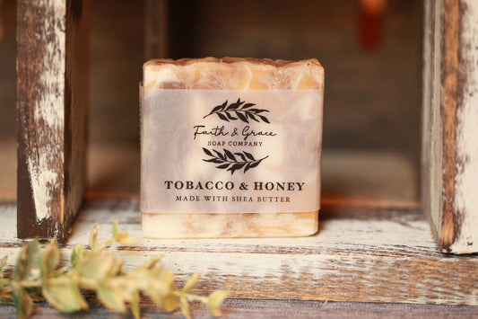 Tobacco and Honey Cold Process Soap, Luxury Shea Butter Soap