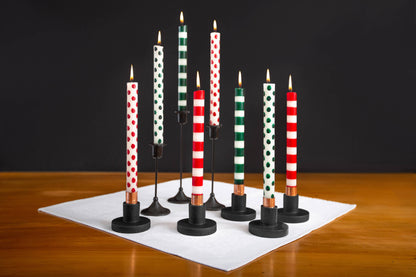 Green Dots & Stripes Tapers - Gift Box of 4