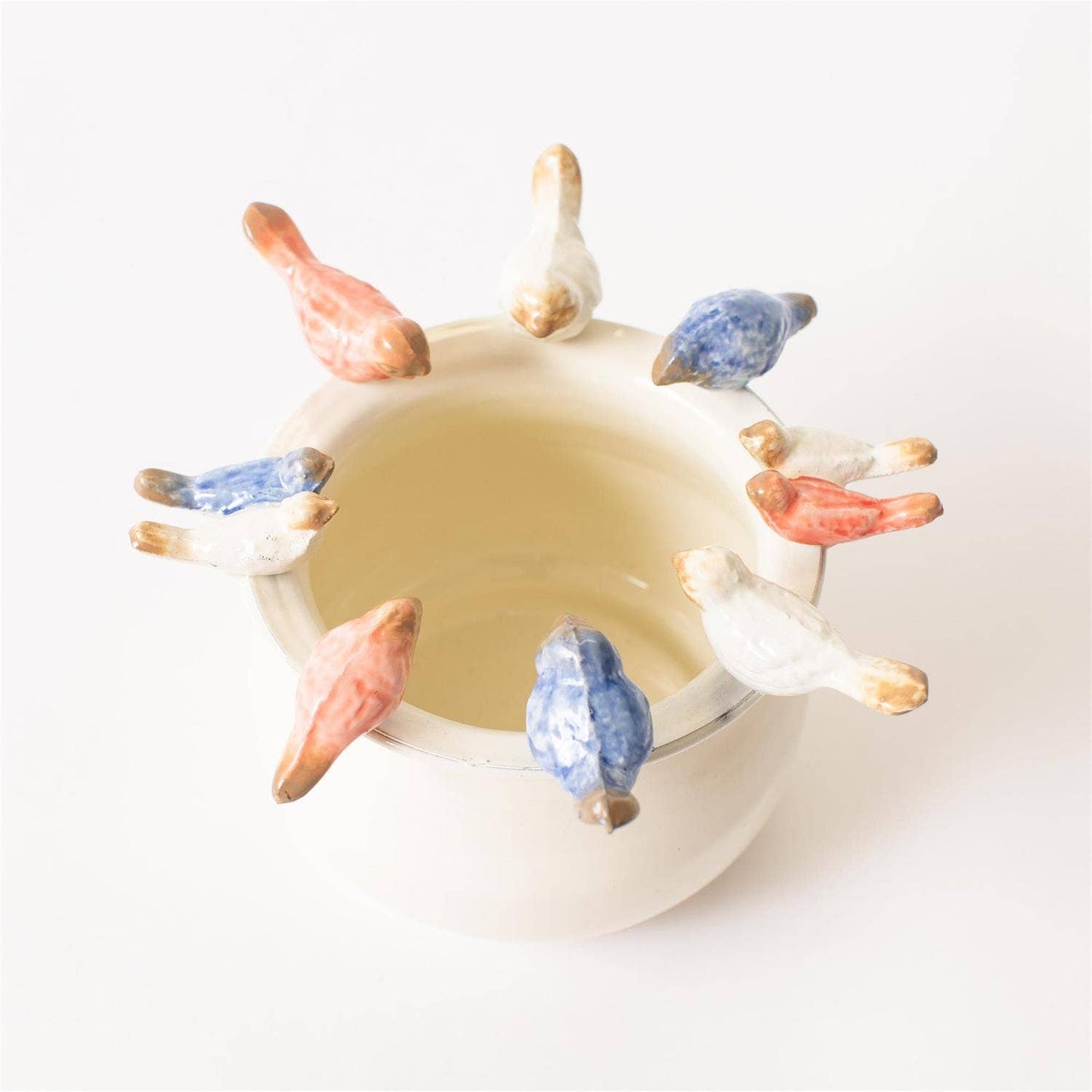 Enamel Pot With Birds On Rim
