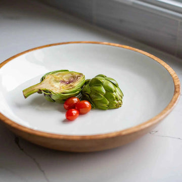 Wood + White Collection Mango Wood Salad/Serving Bowl, Large