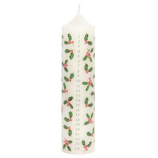Holly Christmas Pillar Advent Candles