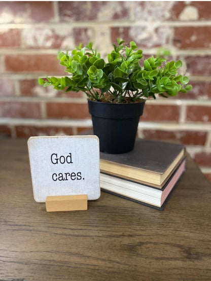 God Can Small Farmhouse Sign with Stand 