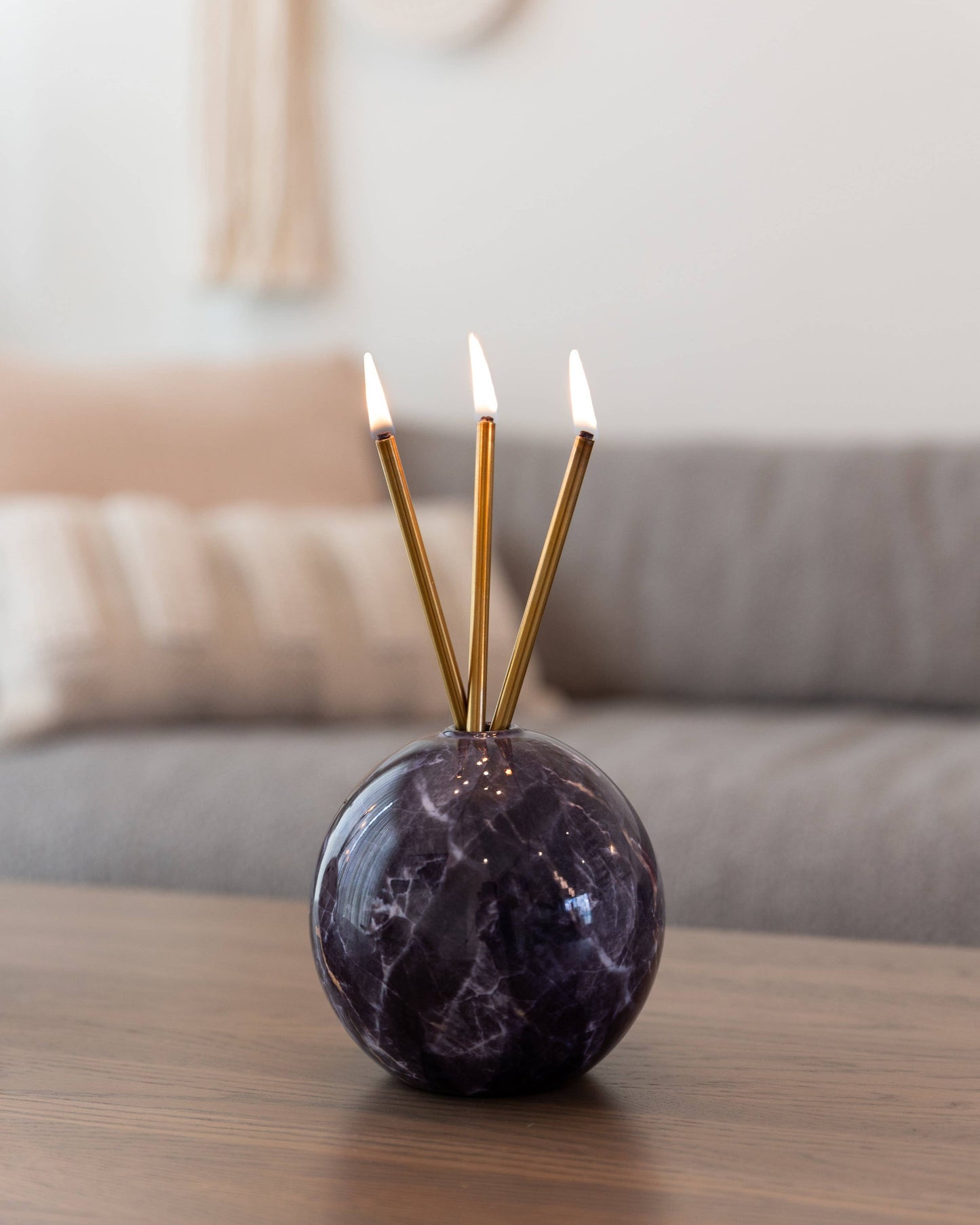 Neva Charcoal Marble Vase for Everlasting Candles