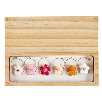 Flower Wine Charms Set of 6