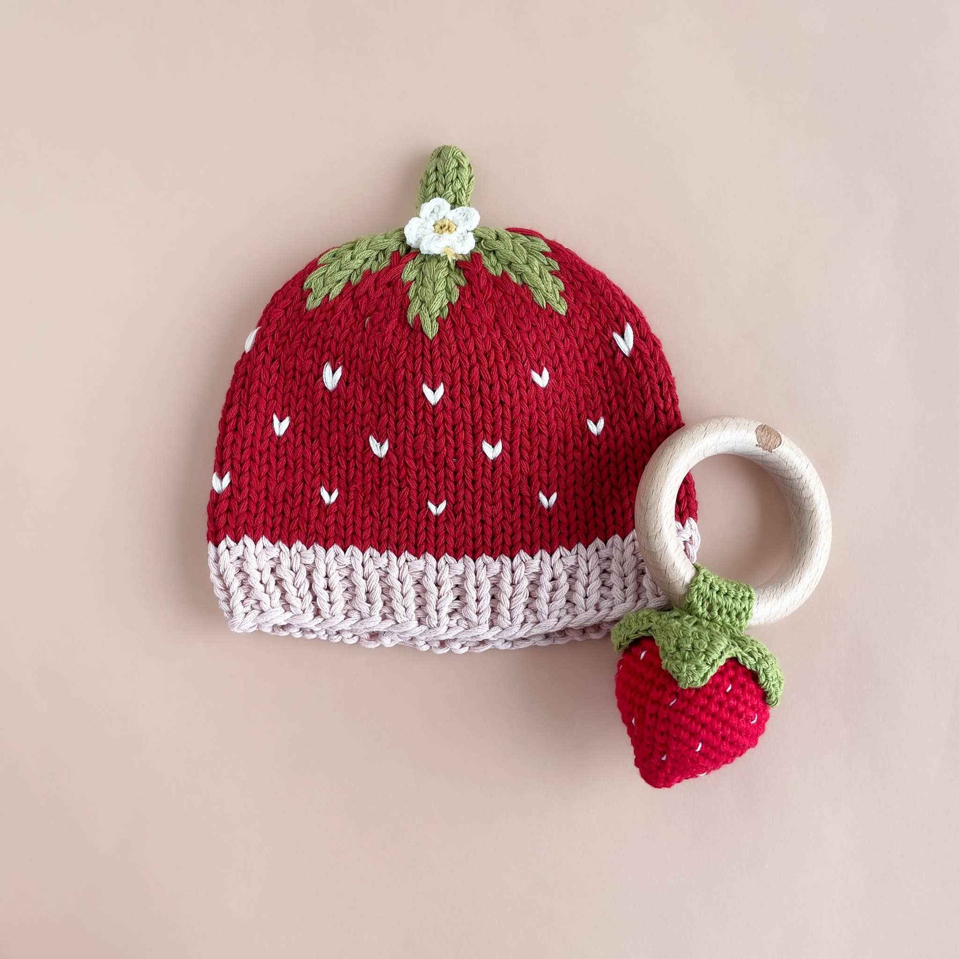 Cotton Strawberry Beanie Baby Girls Hat Clothing Spring Gift: 0-3m