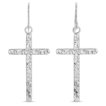 Long Gilded Cross Earrings