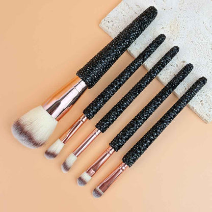 5PCS Ceramic Rhinestone Make Up Brush Set : Gold