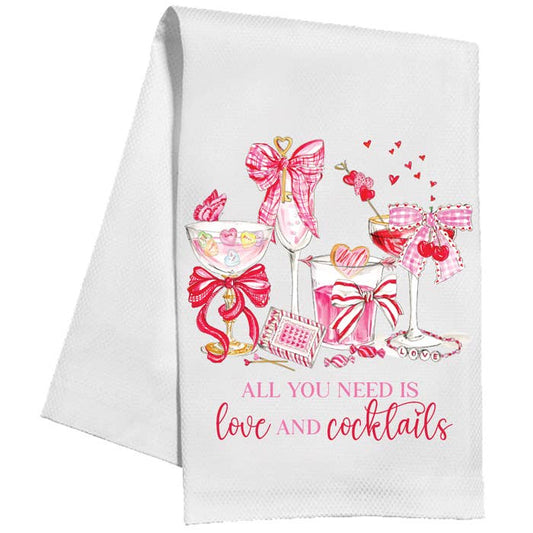 All You Need Is Love Cocktails Valentine's Kitchen Towel - RosanneBeck Collections