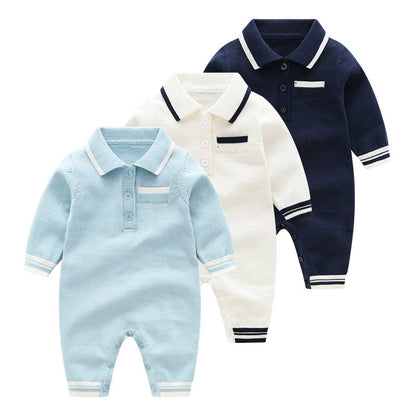 Baby Quarter Knitted College Style Rompers