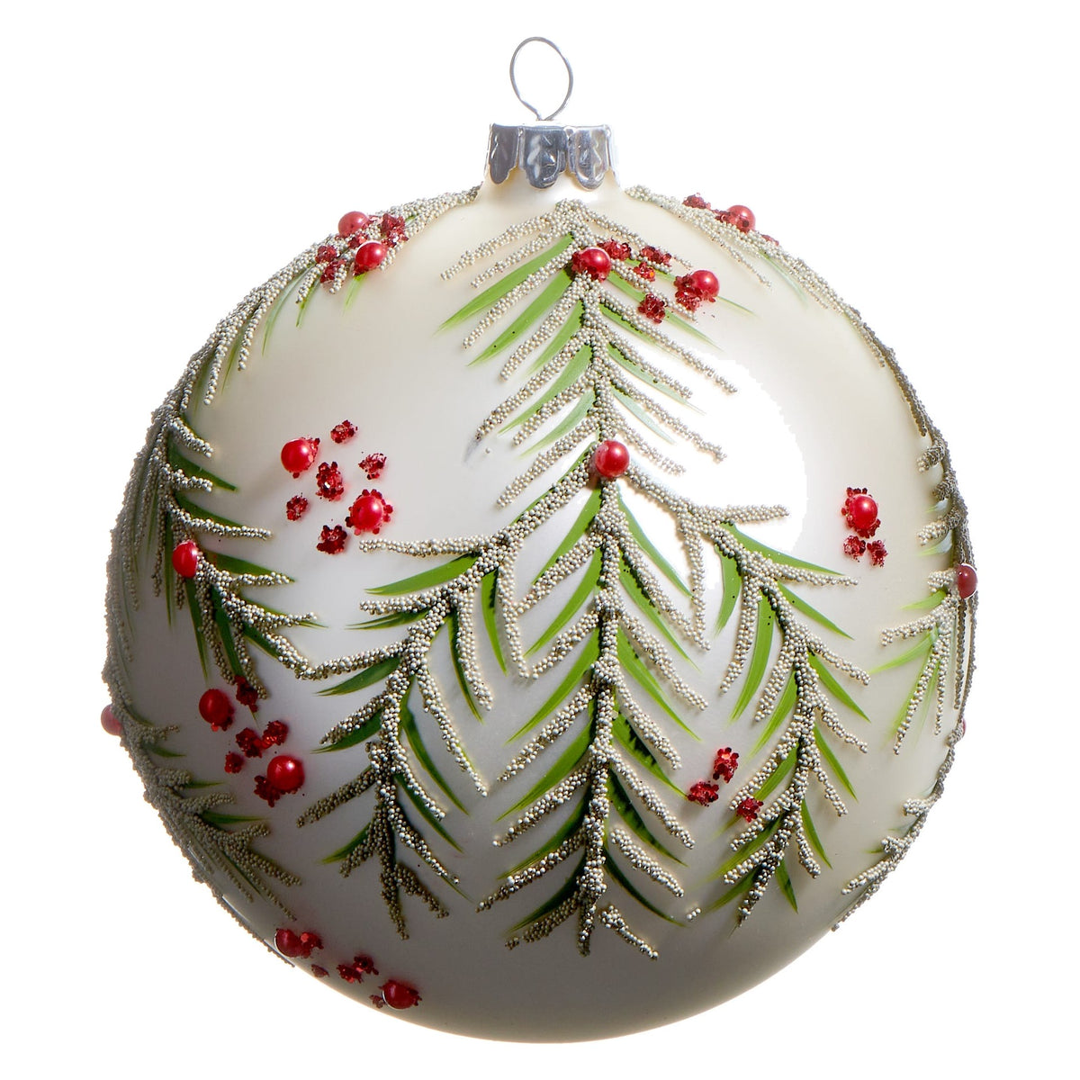 5" Berry and Pine Pattern Ornament, Ball