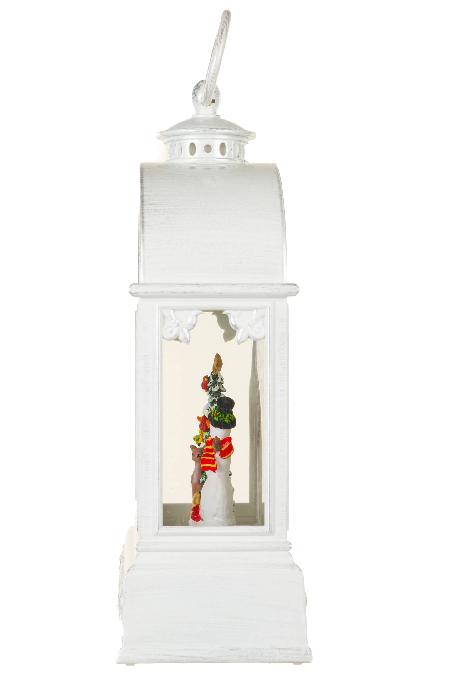 NEW-White Lantern Snow Globe with Wholesome Snowman