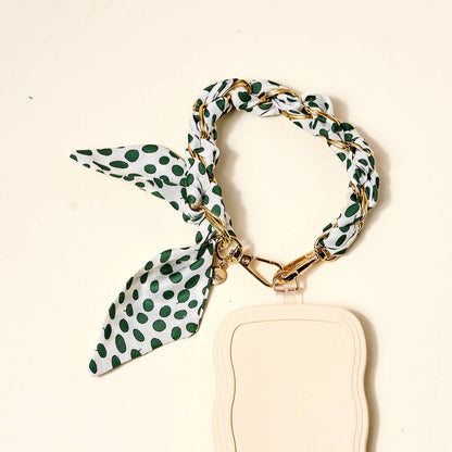 The Darling Effect - Call Me Later Phone Scarf–Olive Dot