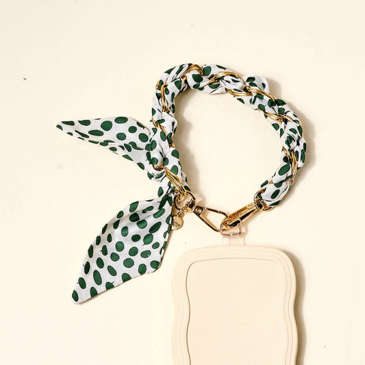The Darling Effect - Call Me Later Phone Scarf–Olive Dot