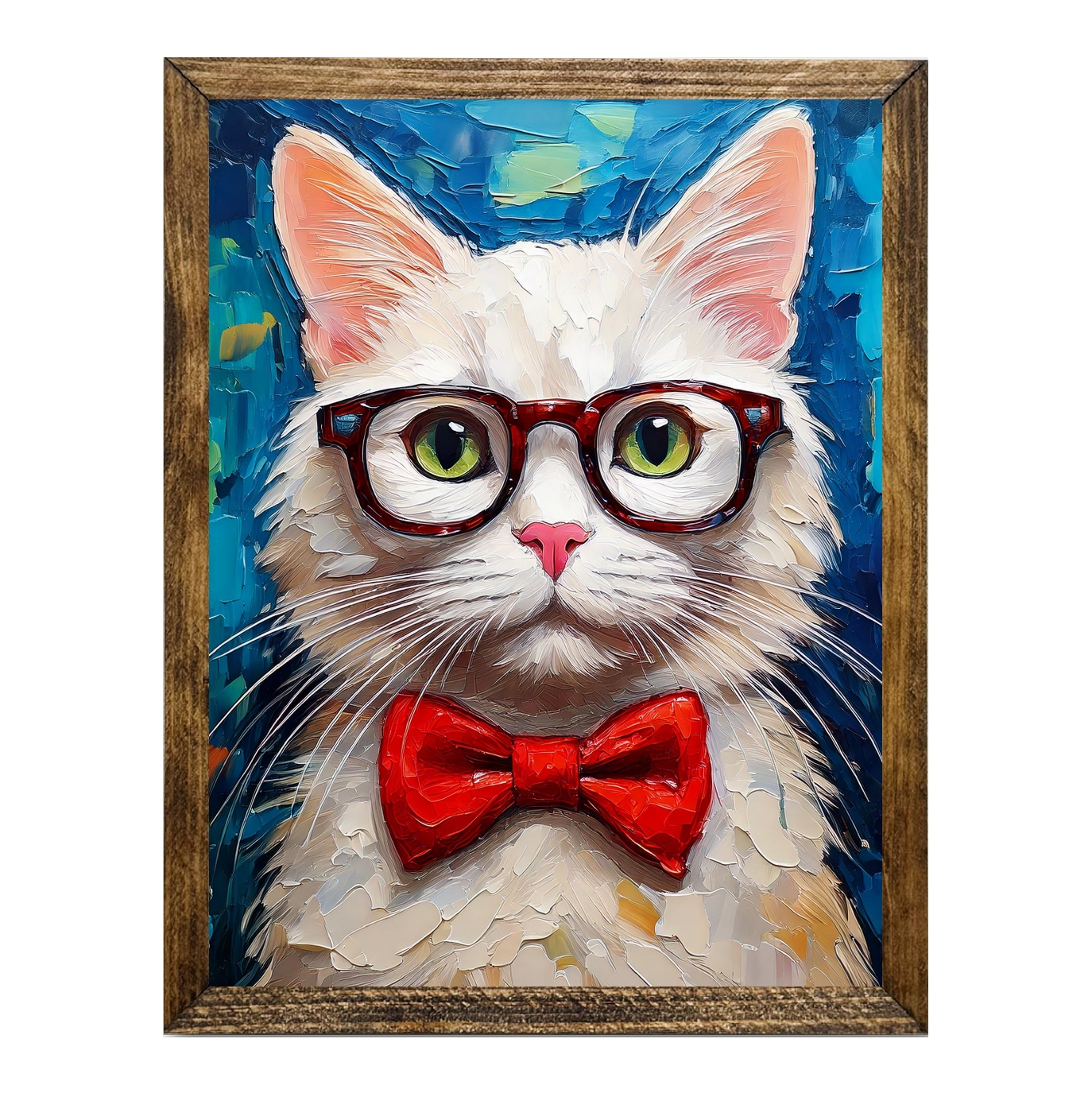 ANIMALS WITH GLASSES WHITE CAT