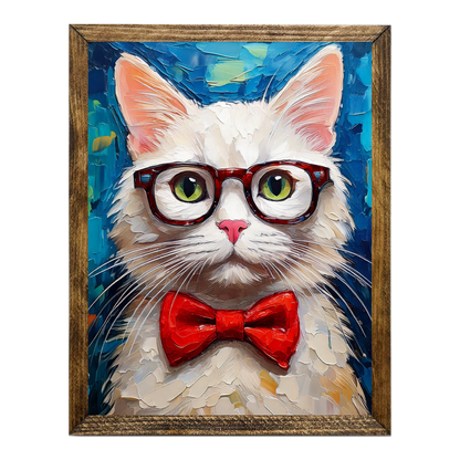 ANIMALS WITH GLASSES WHITE CAT
