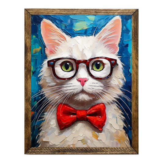 ANIMALS WITH GLASSES WHITE CAT