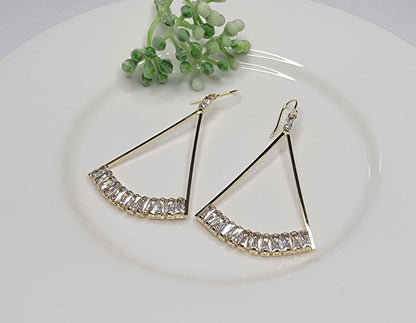 Cz Dangle Earrings - Brass Hook