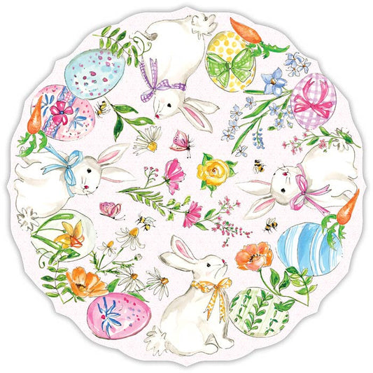 Bunnies with Eggs and Carrots Posh Die-Cut Placemat -RosanneBeck Collections