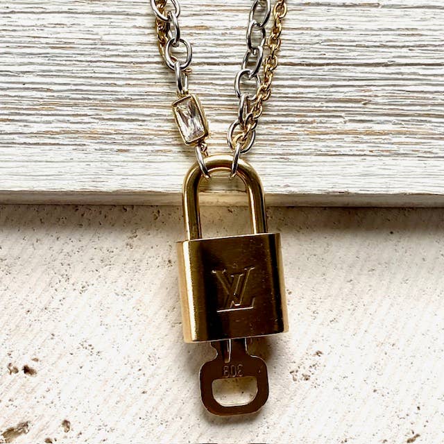 Louis Vuitton  lock necklace repurposed upcycled LV