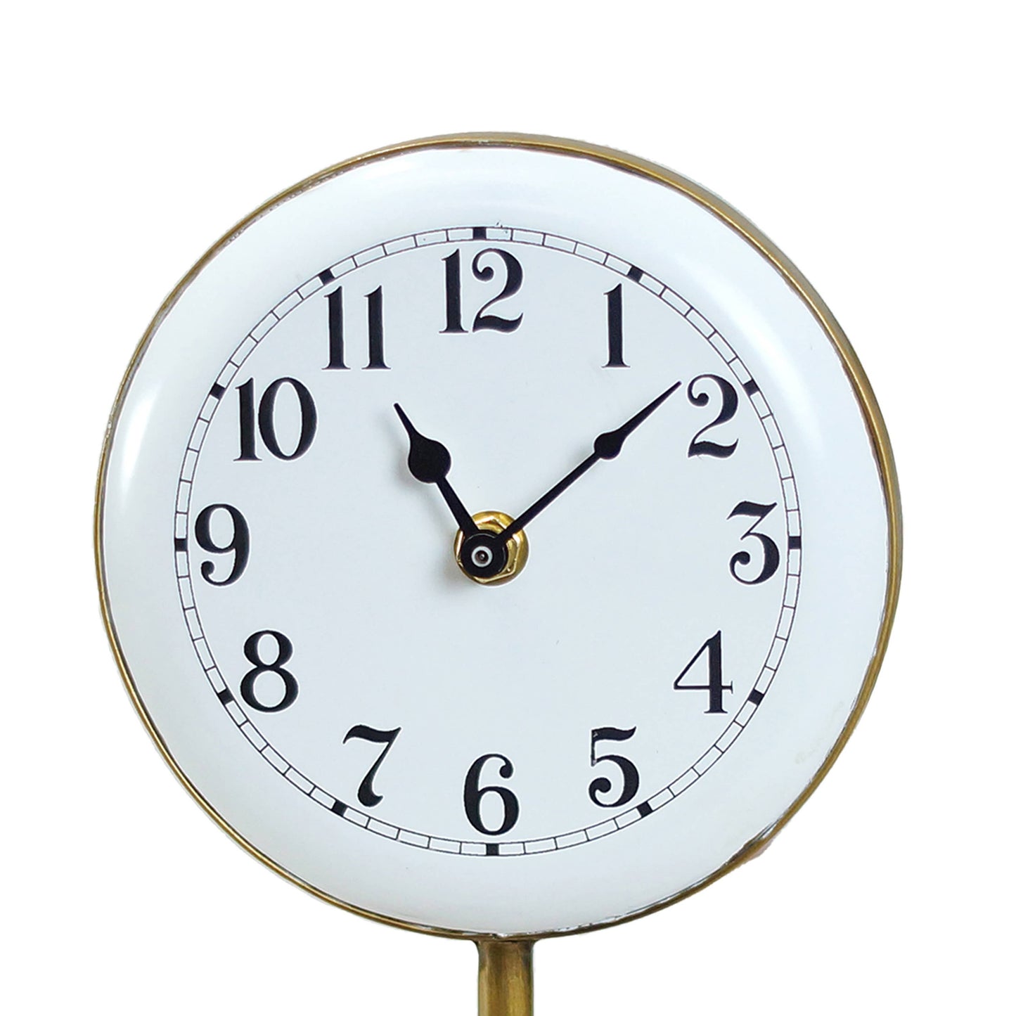 VIP Iron 11 in. White Pedestal Table Clock
