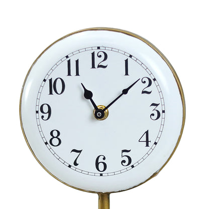VIP Iron 11 in. White Pedestal Table Clock