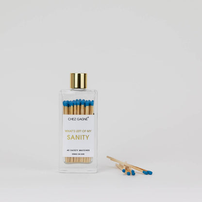 Chez Gagné - What's Left of My Sanity - Glass Bottle Safety Matches - Bright Blue
