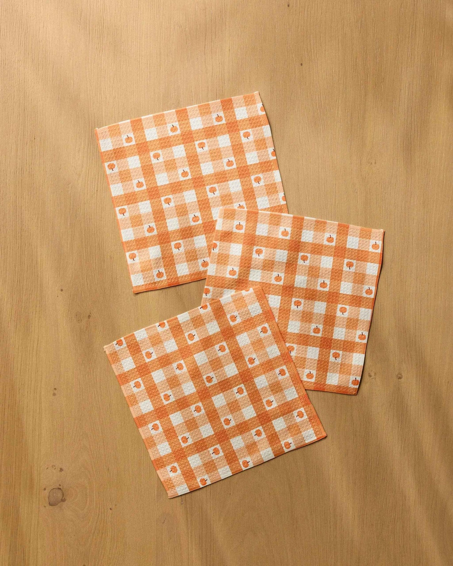 Pumpkin Check Dishcloth Set