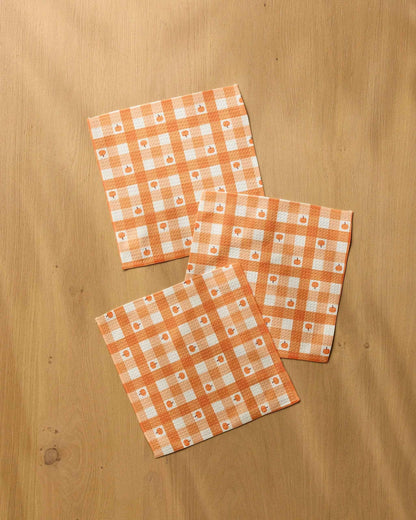 Pumpkin Check Dishcloth Set