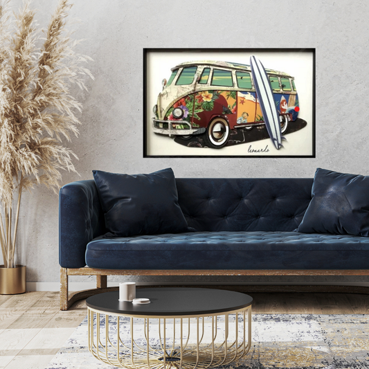 3D Collage Art | Vintage Volkswagon (24"x16")
