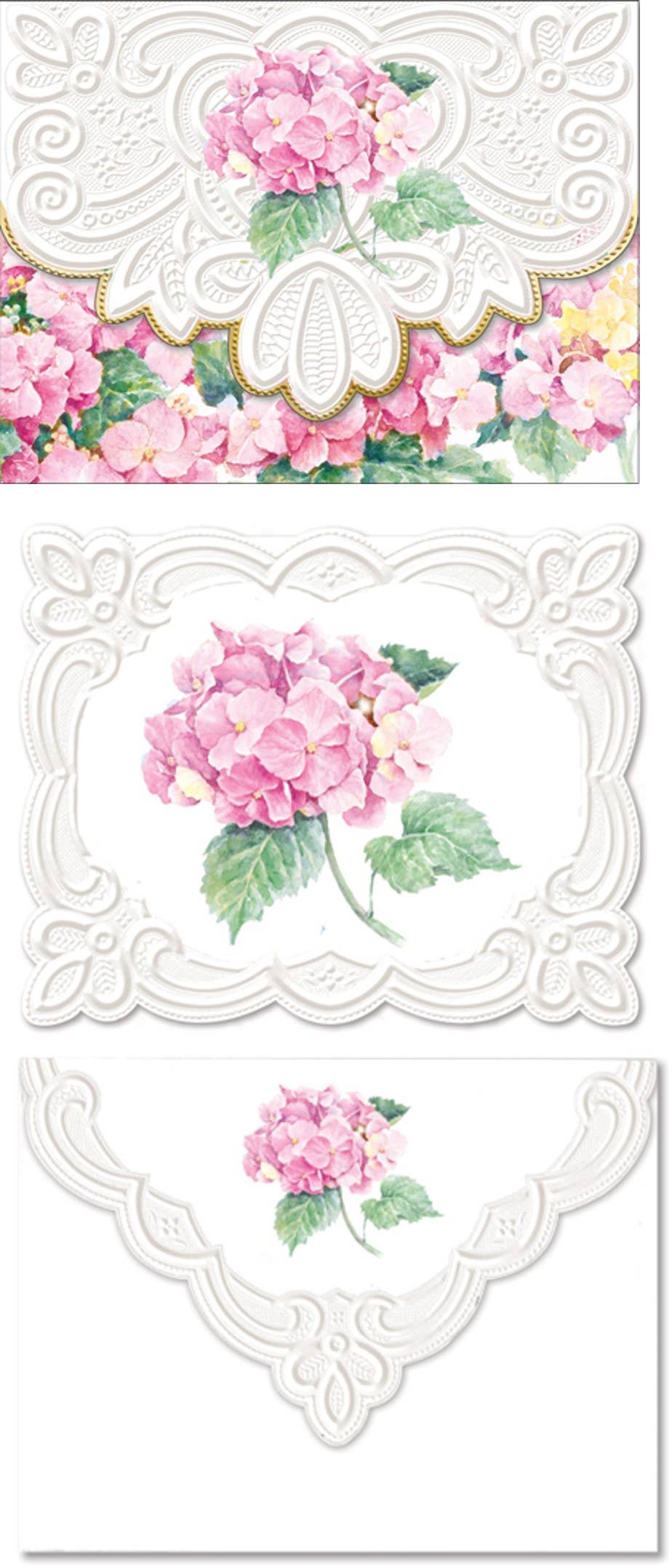 Pink Hydrangea Embossed Notecard Set