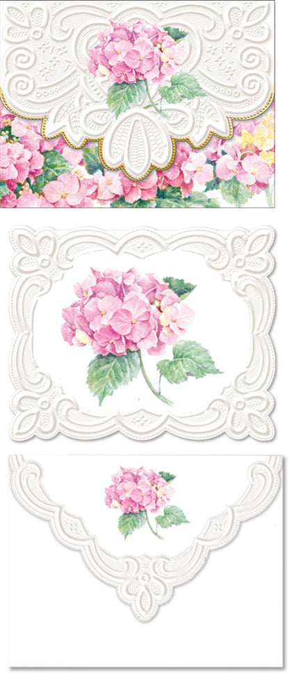 Pink Hydrangea Embossed Notecard Set