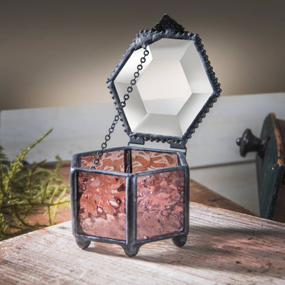 Jewelry Box Pink Rose Glass