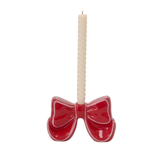 Candelabro de lazo rojo