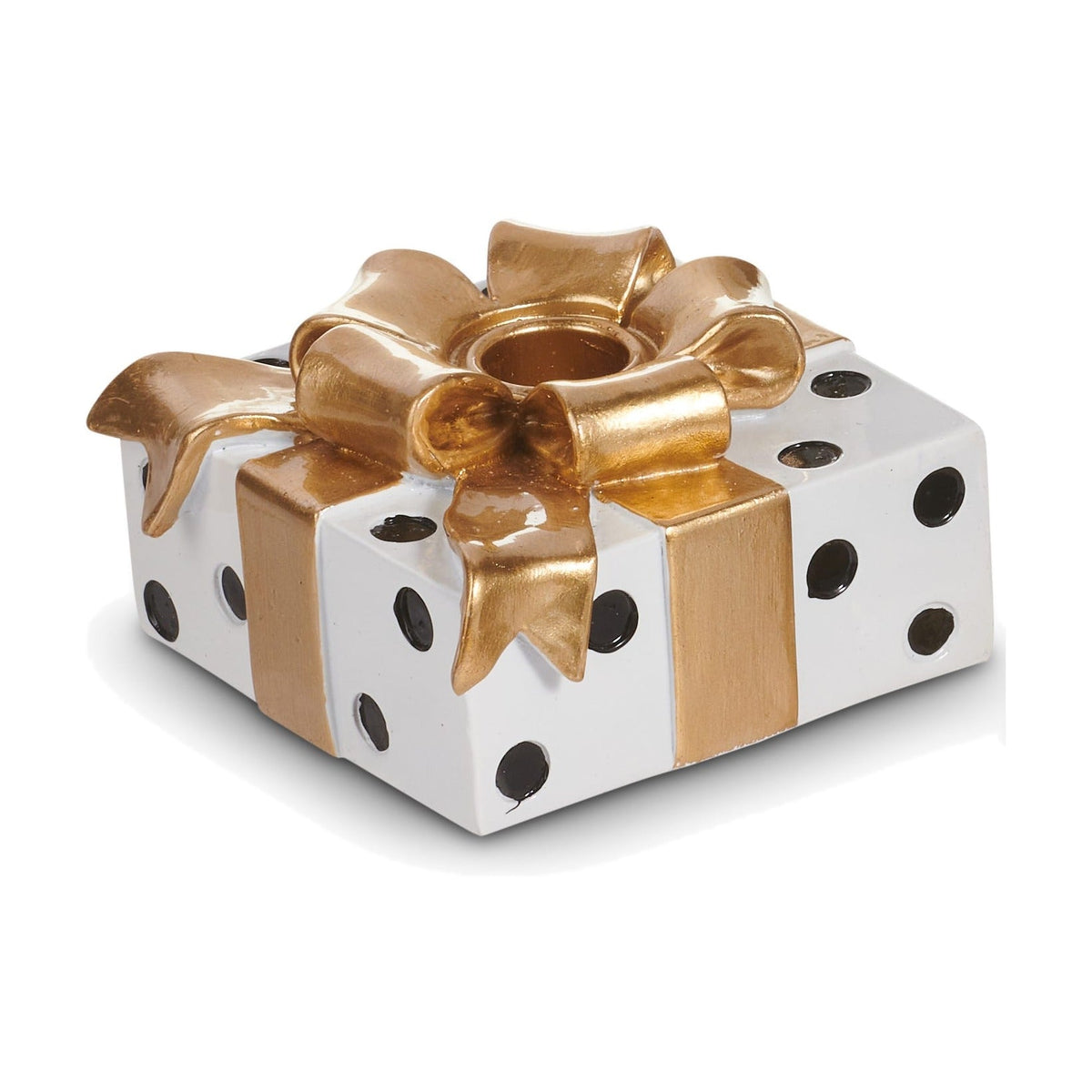 5" Black and Gold Present Candle Holders, Square Box