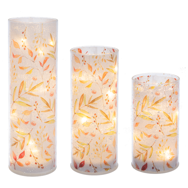 Bountiful Harvest LED Glass Pillars, Set of Three