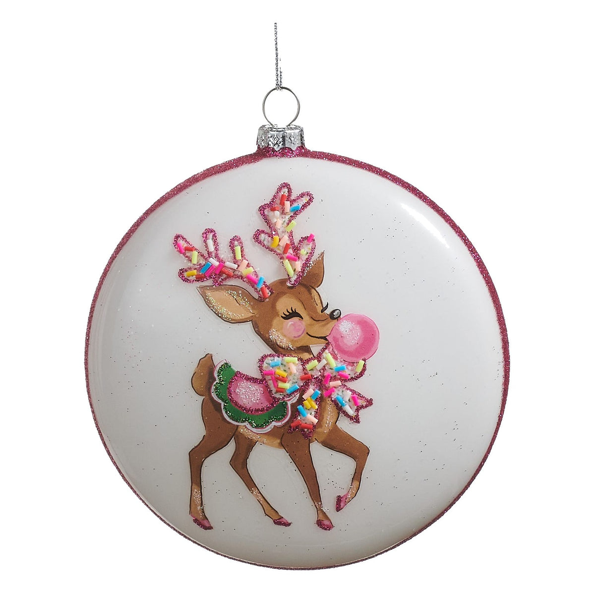5" Bubblegum Blowin' Disc Ornament, Reindeer