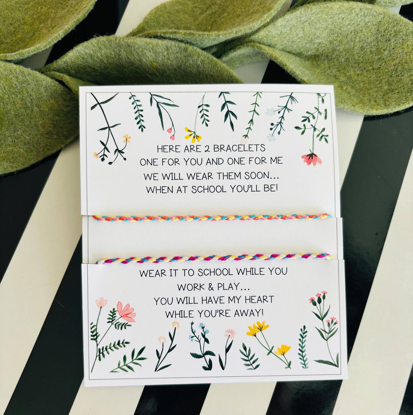 First Day of School Comfort Bracelet Gift; Mom/Child