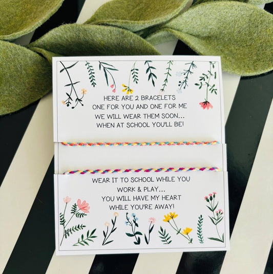 First Day of School Comfort Bracelet Gift; Mom/Child