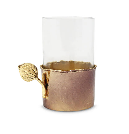 Glass Cup and Plate with Leaf Flower Design, 5"