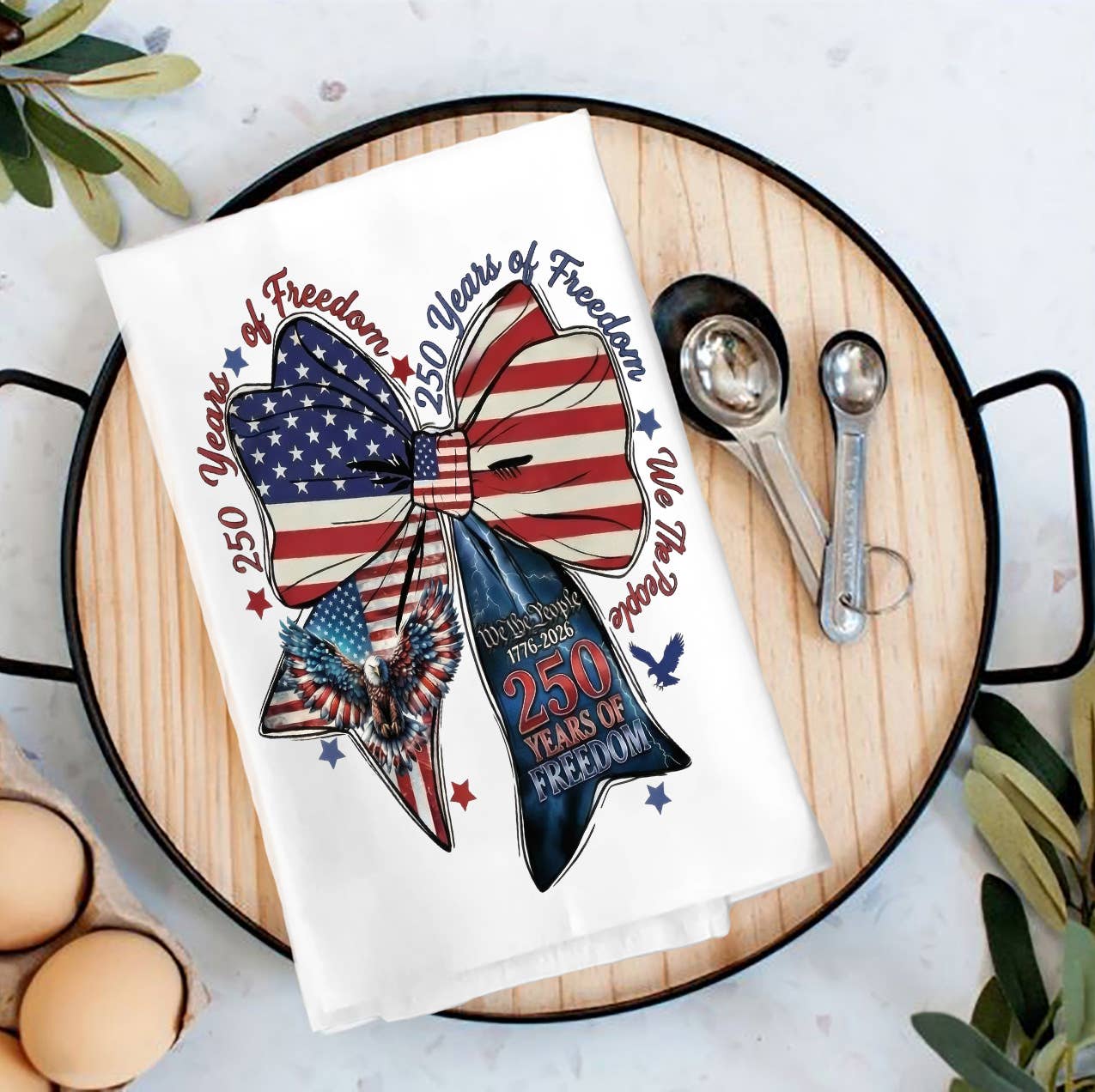 Patriotic Bow 250 Anniversary Tea Towel