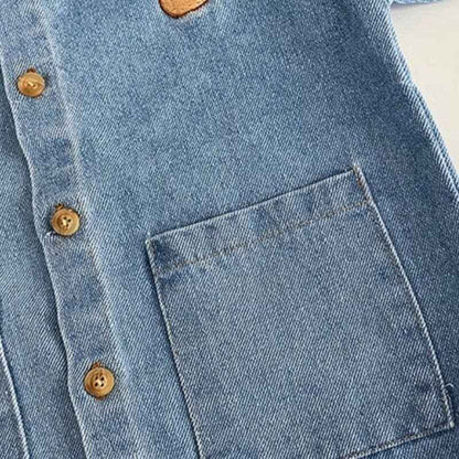 Baby Bear Denim Romper: Dark blue / 9-12M
