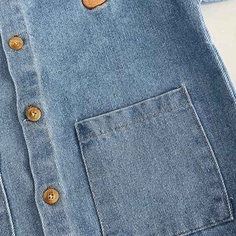 Baby Bear Denim Romper: Dark blue / 18-24M