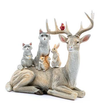Deer with Woodland Animals Figurine –Christmas