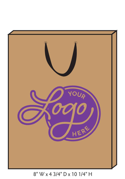 Custom Logo Ribbon Handle Bags w/Color Ink: White/White / 100 / Large