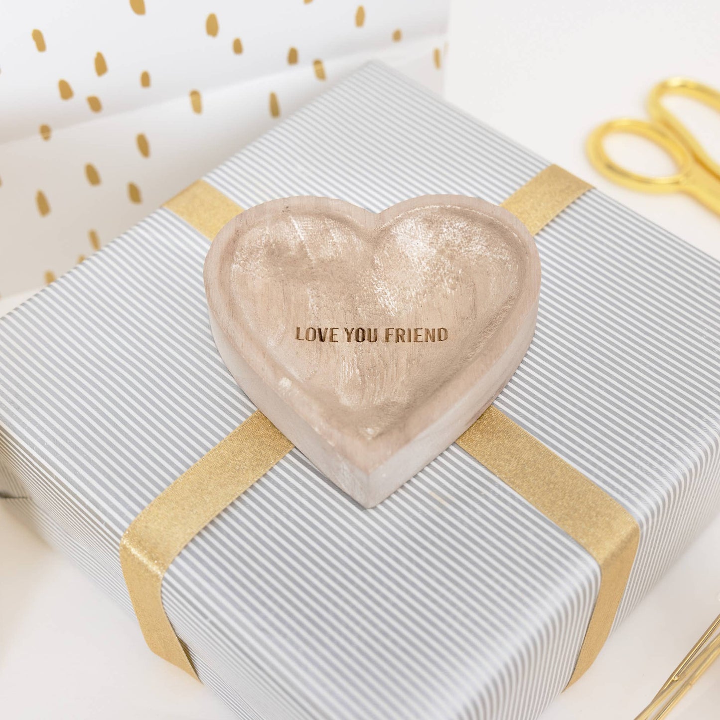 Pavilion - Love You Friend - 4" Wood Keepsake Dish
