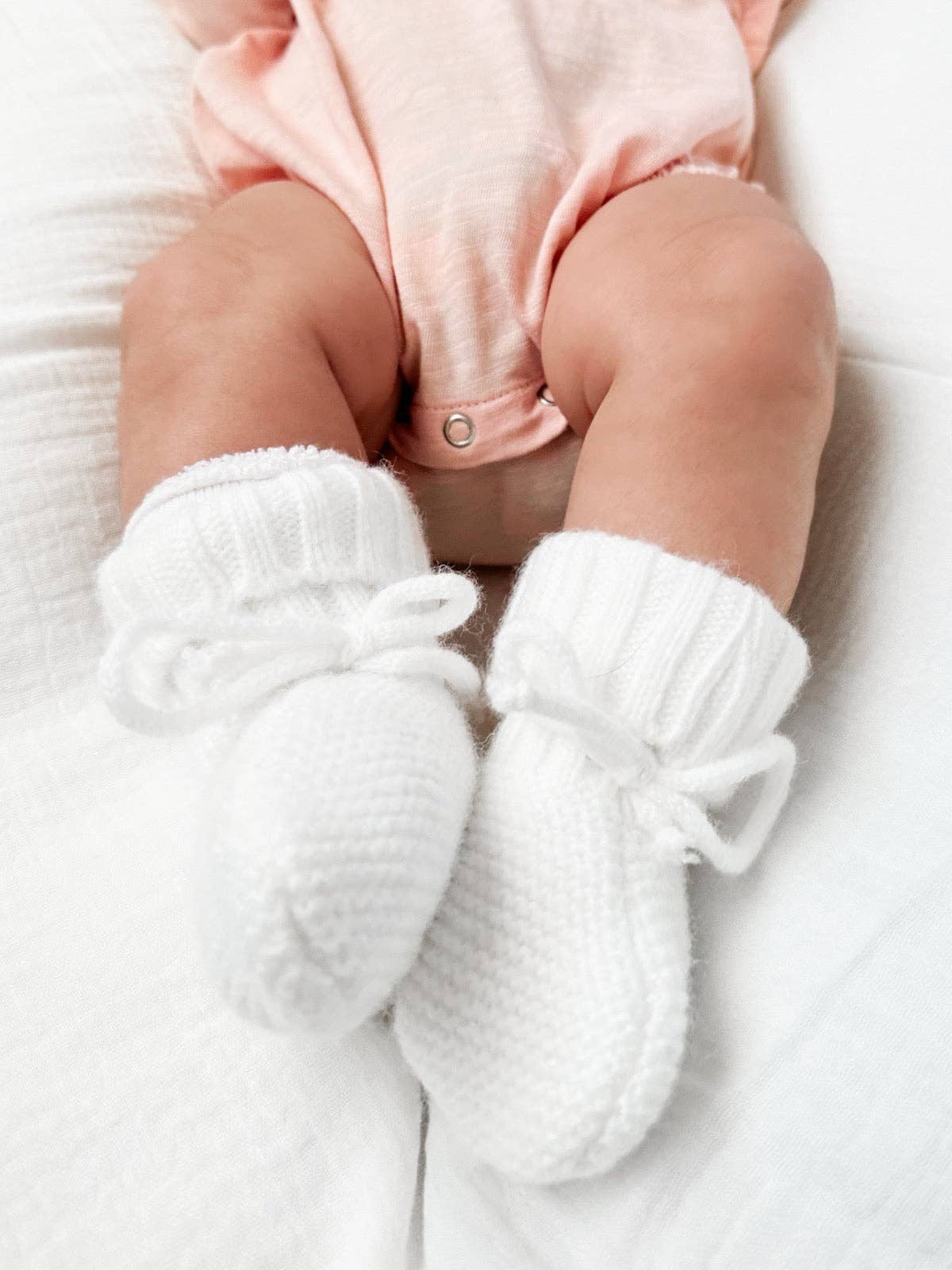 Knit Booties, White: 0 - 6 mo.