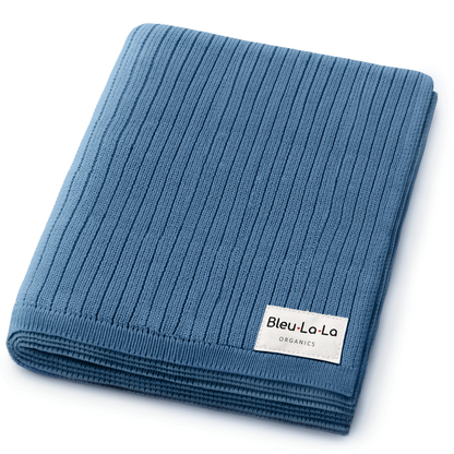 Ribbed Baby Swaddle Blanket: Denim Blue